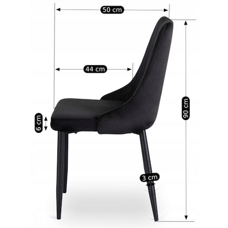 Krzesło Tapicerowane Welurowe Czarne Do Jadalni Salonu Kuchenne Loft BARI