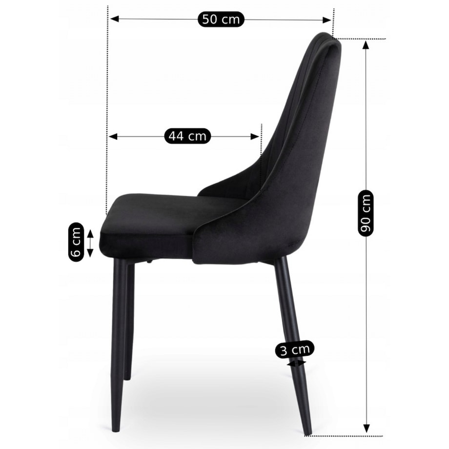 Krzesło Tapicerowane Welurowe Czarne Do Jadalni Salonu Kuchenne Loft BARI