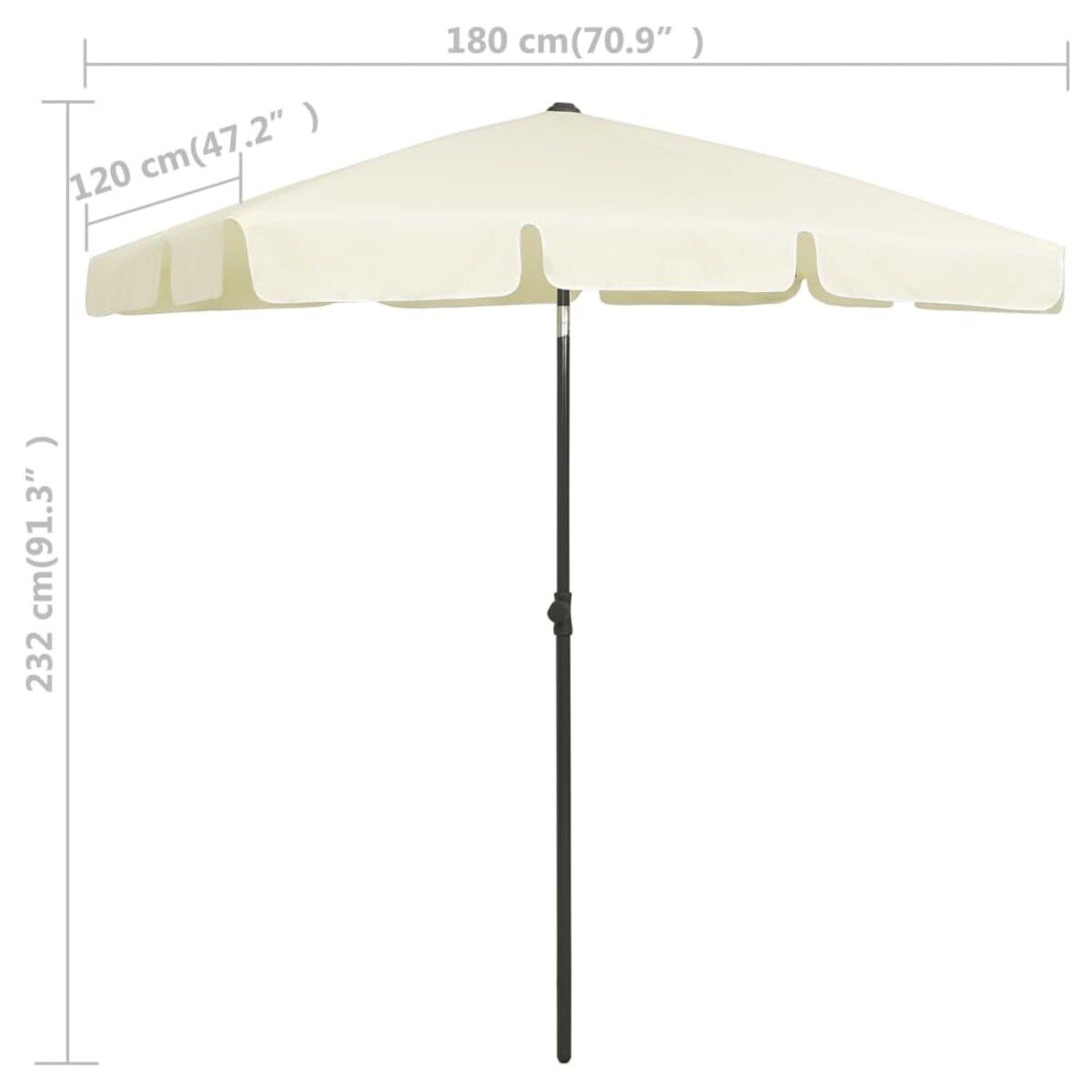 vidaXL Parasol plażowy, piaskowy żółty, 180x120 cm