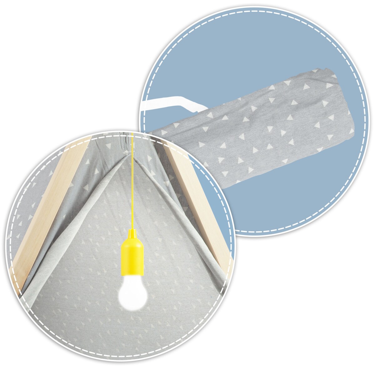 Tipi namiot dla dzieci domek poduszki lampka led bawełna premium Nukido