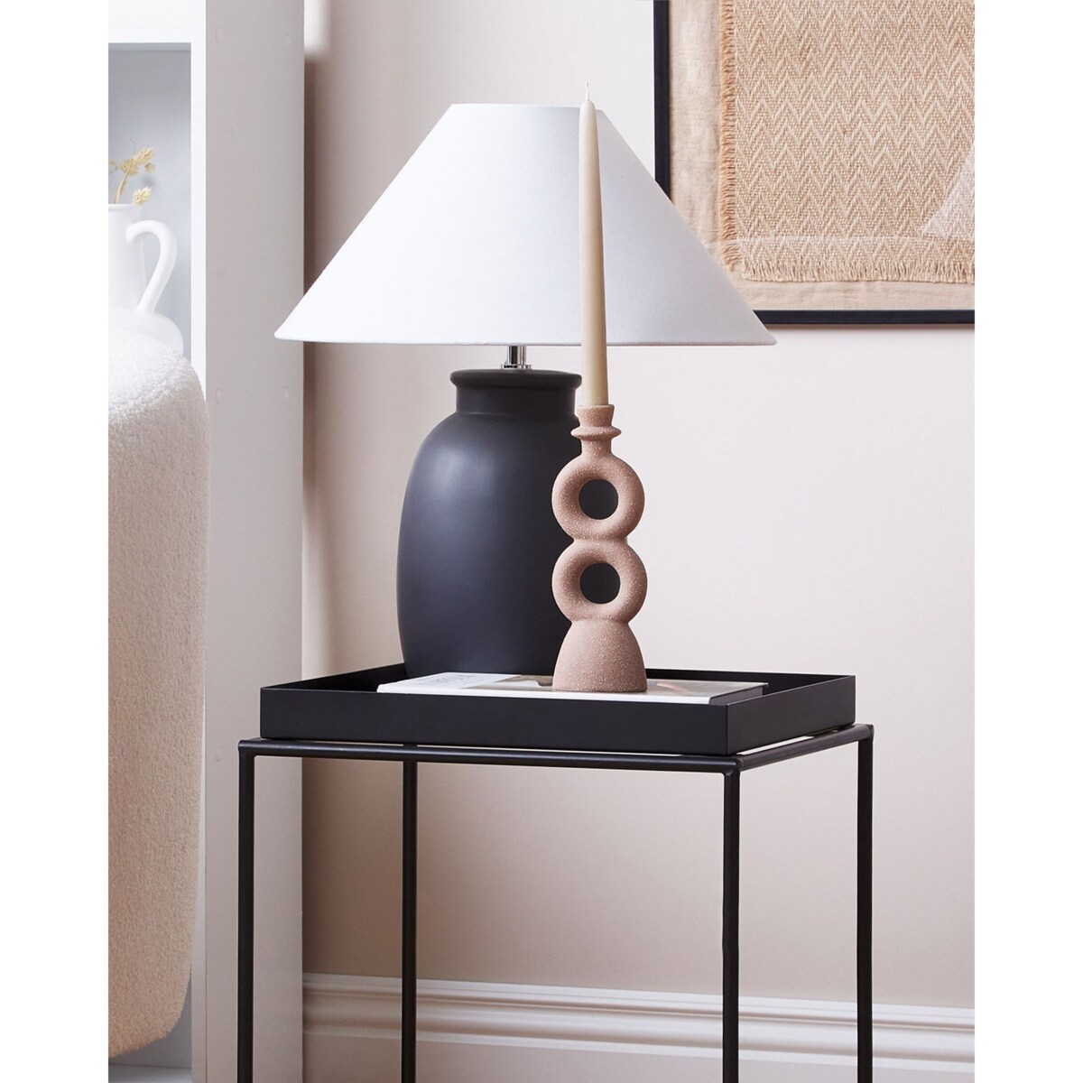 Świecznik ceramiczny beżowy NAOUSA