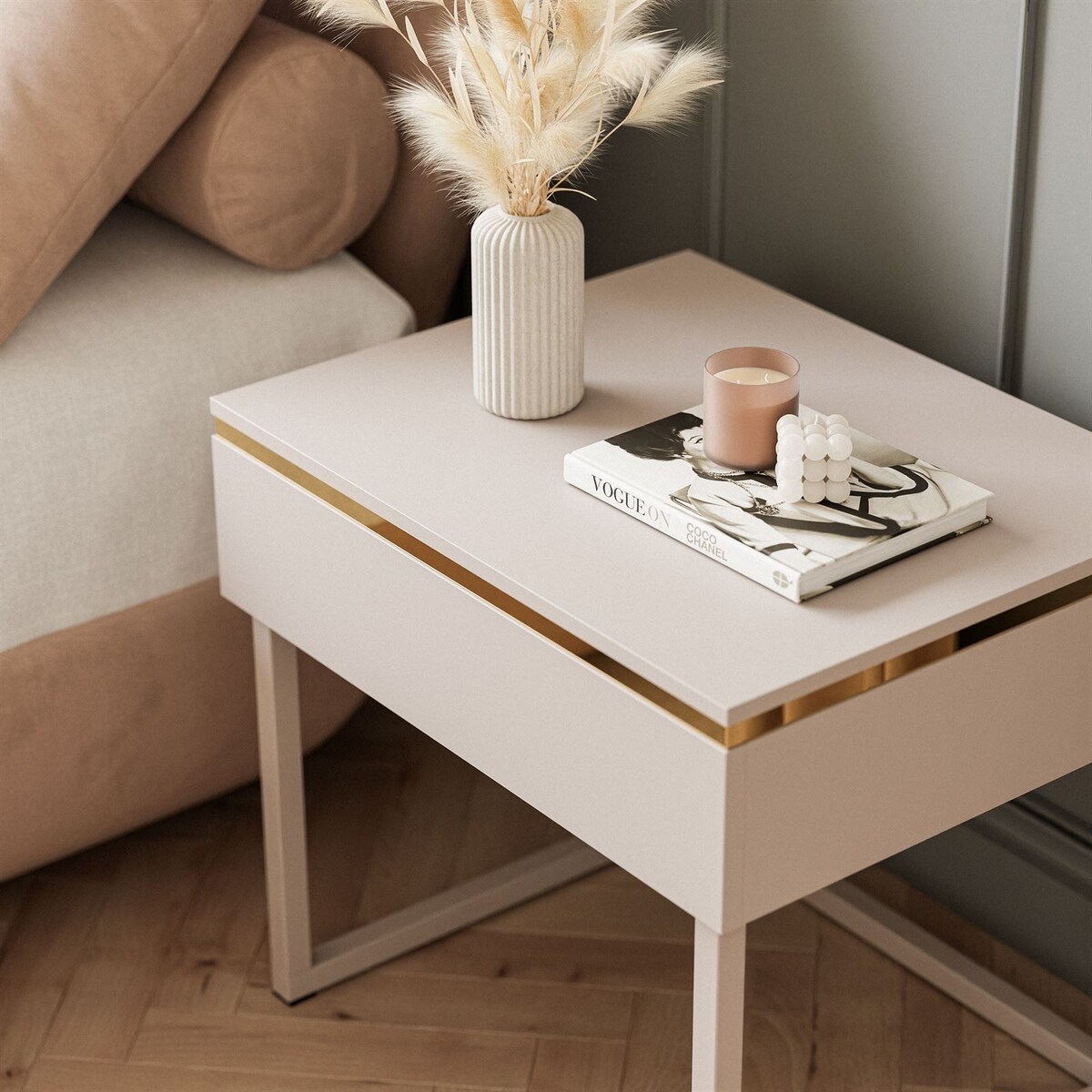 Stolik nocny na stelażu kaszmir AURORA kaszmir mat