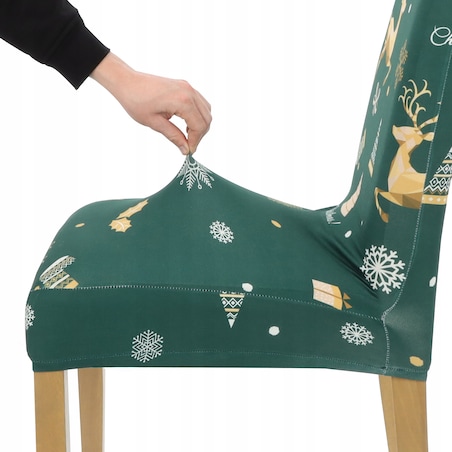 Pokrowiec Na Krzesło Zielony Świąteczne Wzory Elastyczny