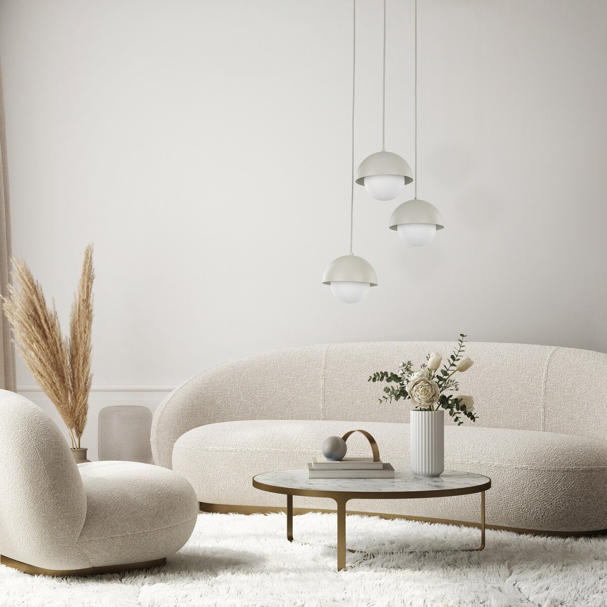 Lampa wisząca TK Lighting BONO BEIGE 10206 beżowo-biała 3xG9 regulowana do salonu jadalni kuchni