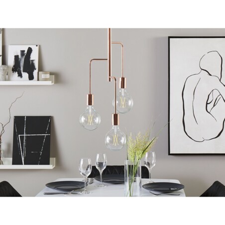 Lampa wisząca 3-punktowa metalowa miedziana BOGNA