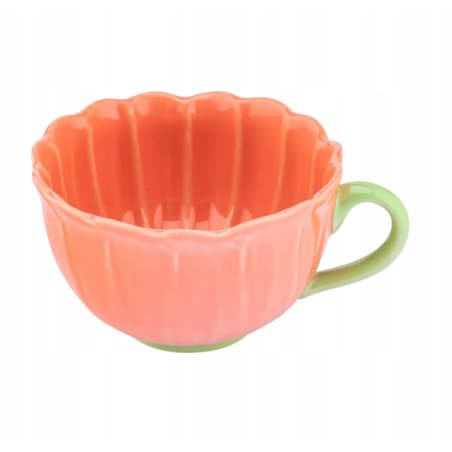 2x Filiżanka kubek do kawy i herbaty ceramiczna Kwiat koralowy 350 ml