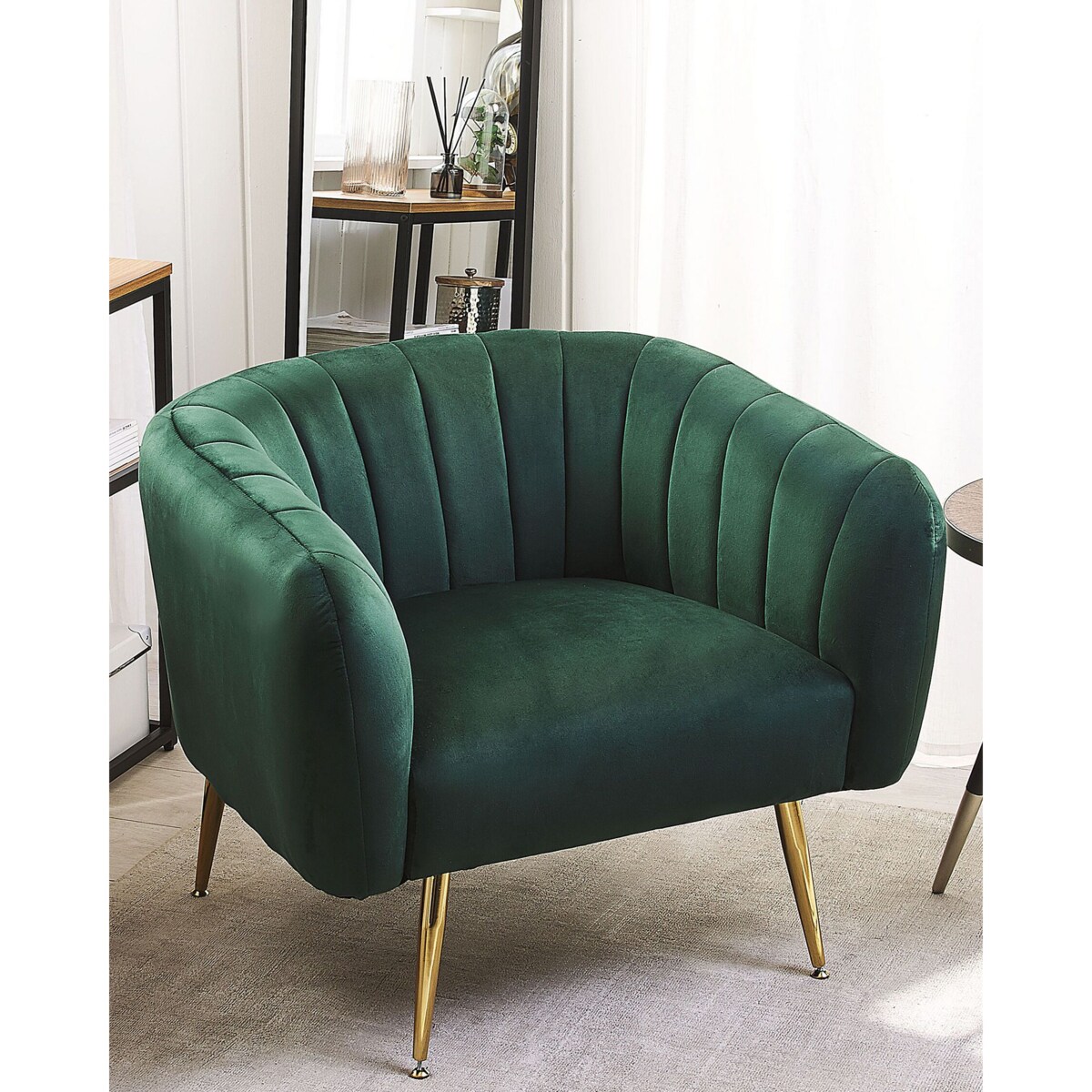 Fotel welurowy zielony LACONIA