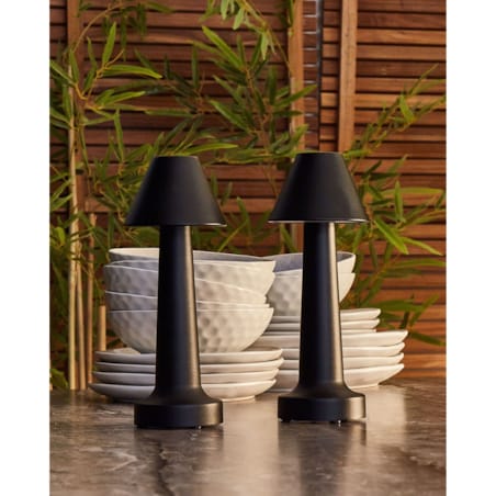 Zestaw 2 bezprzewodowych lamp stołowych LED JOANES Ze ściemniaczem Metal Czarny