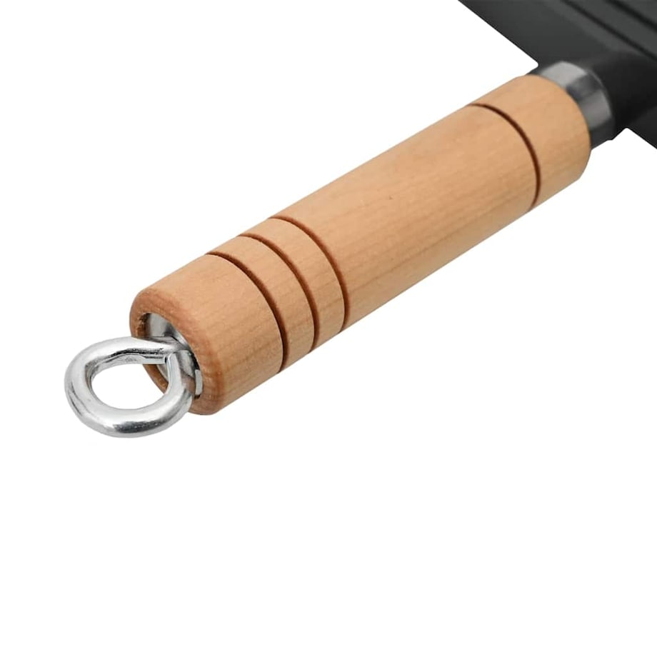 vidaXL Patelnia grillowa, żeliwna, z drewnianą rączką, 20 x 20 cm