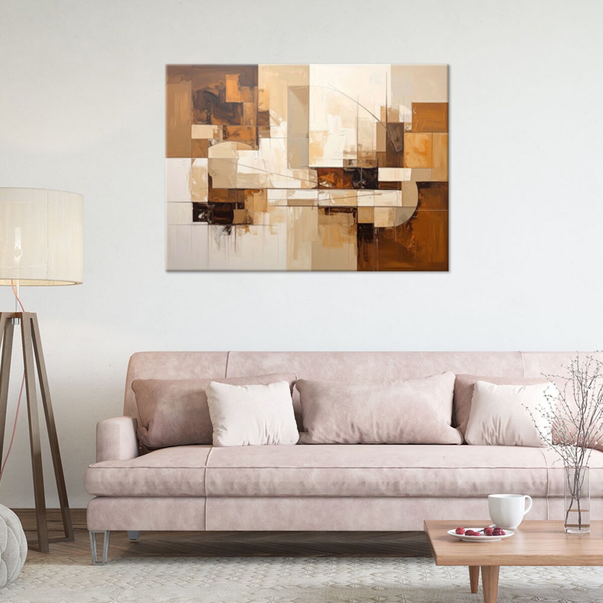 Obraz do salonu sypialni kuchni, Abstrakcja geometryczna w odcieniach beżu