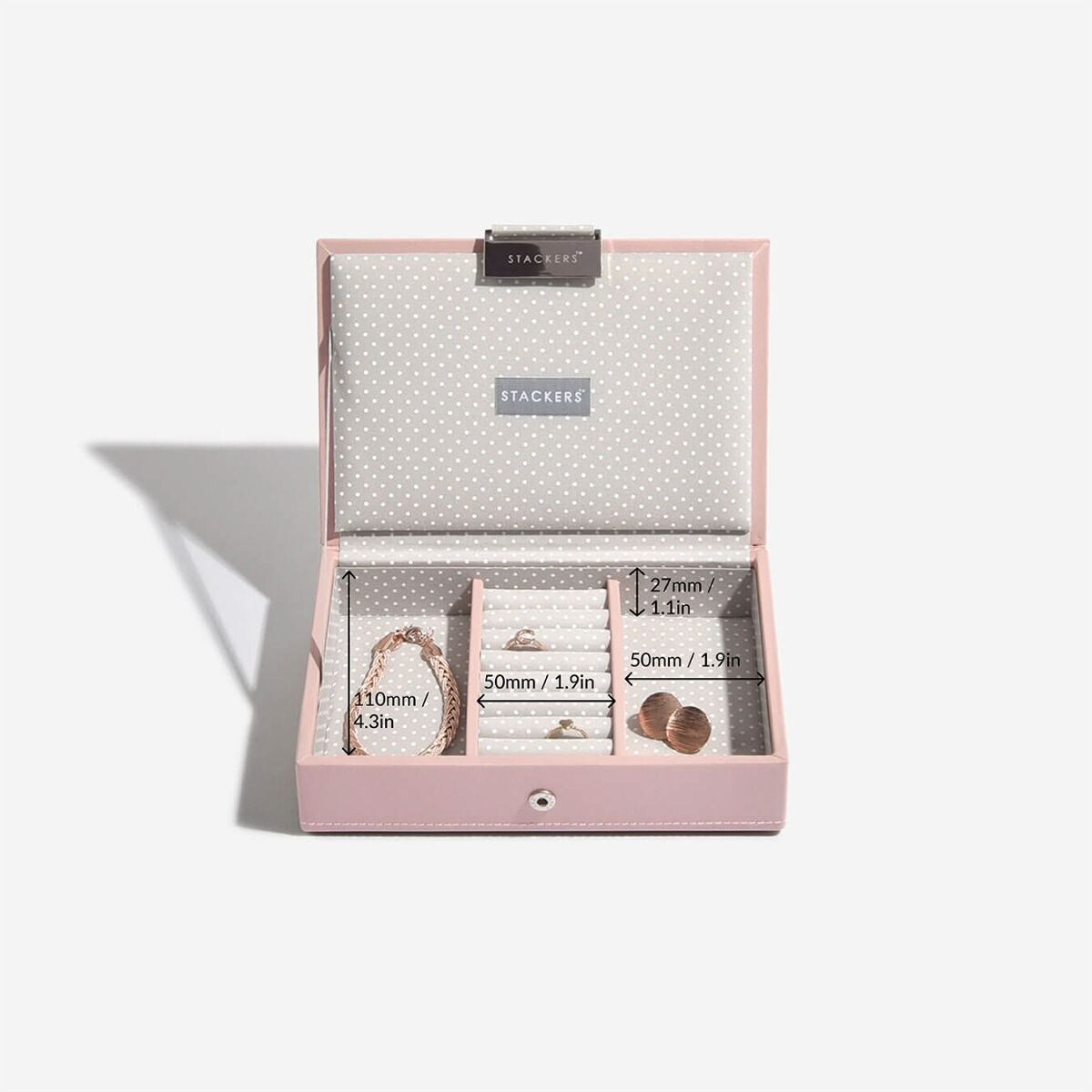Szkatułka na biżuterię Stackers mini różowo-szara z pokrywką