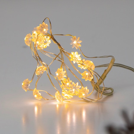 Lampki Druciki 20 Led Na Baterie Boże Narodzenie Ciepły Biały 95 Cm Kwiatki