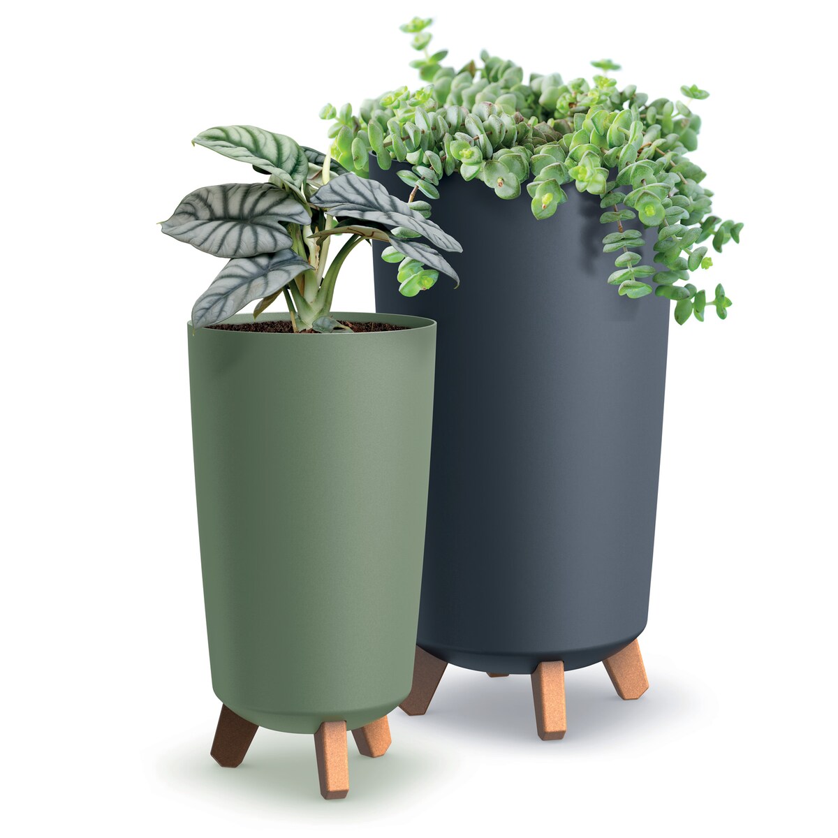 Donica Ogrodowa 23,9 Cm Na Nóżkach Wysoka Doniczka Dekoracyjna Zielona