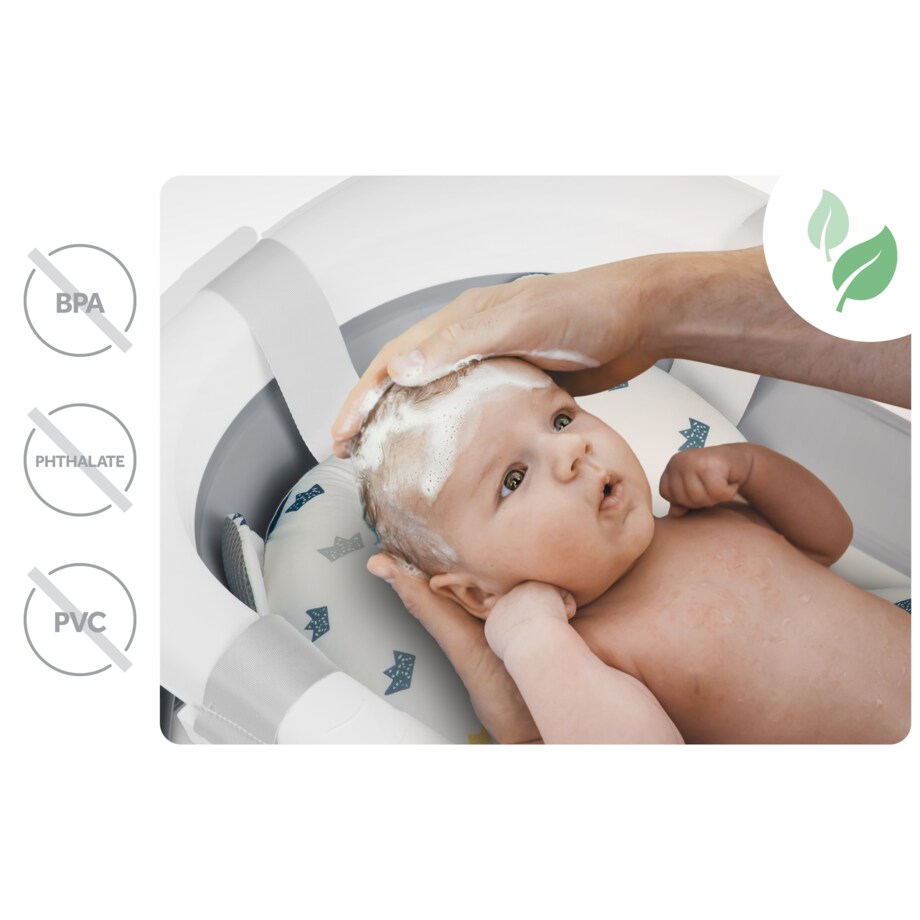 Wanienka składana dla dziecka niemowląt Ricokids silikonowa termometr LCD biało-szara