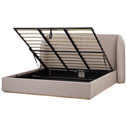 Łóżko z pojemnikiem MONESTIER 180 x 200 cm Beżowoszary