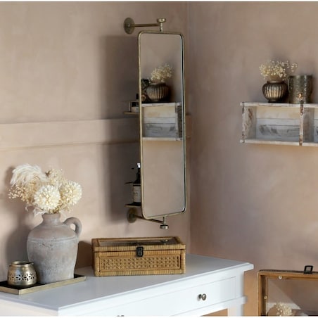 Lustro obrotowe z półkami stare złoto 80 cm