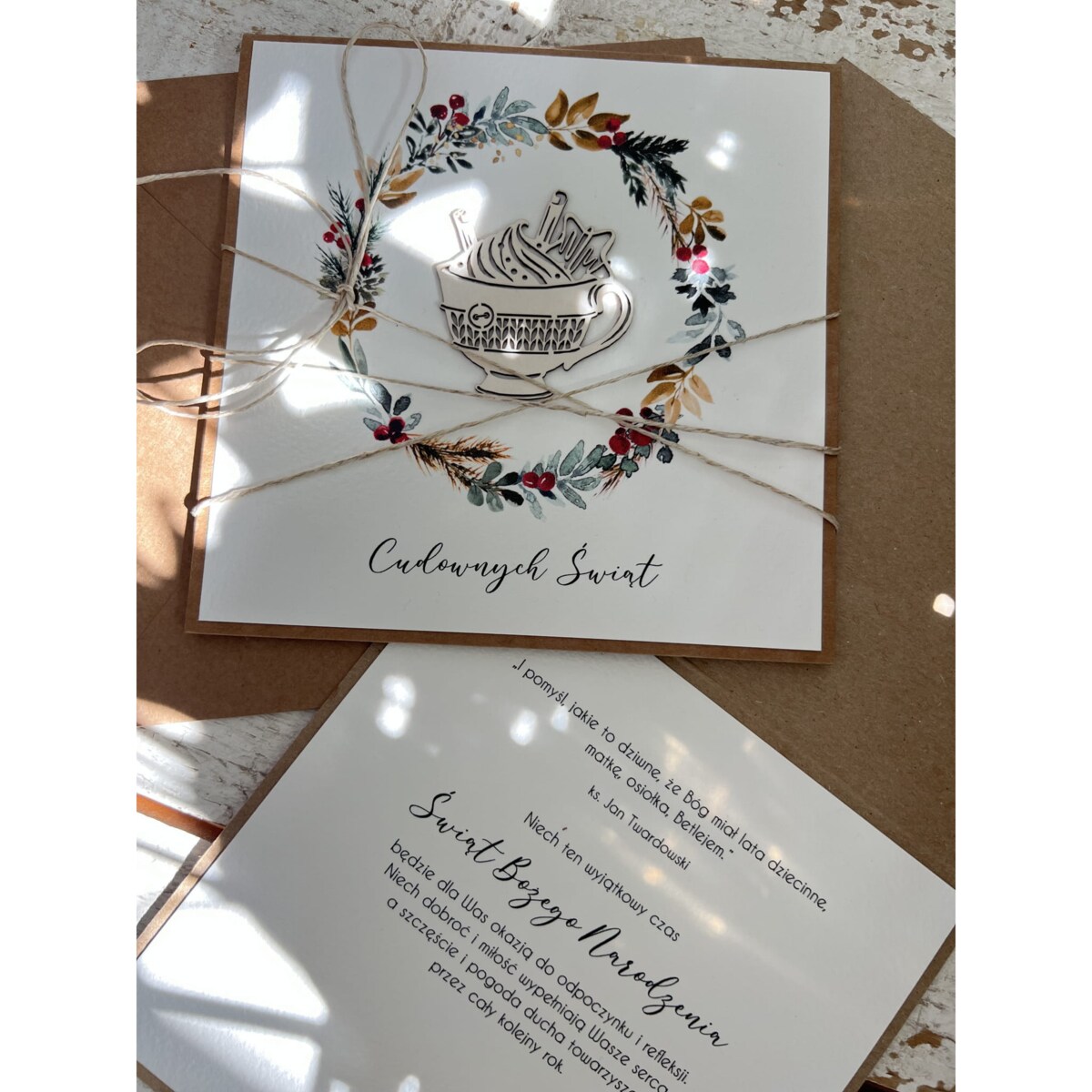 Wyjątkowa ręcznie robiona kartka świąteczna na Boże Narodzenie