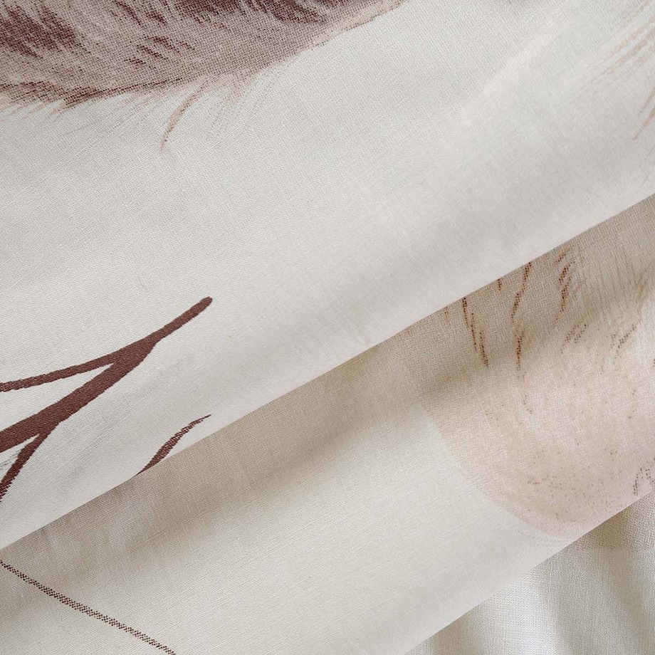 Pościel bawełniana 140x200 Pampas beżowa z delikatnym wzorem traw pampasowych, Cottonlove