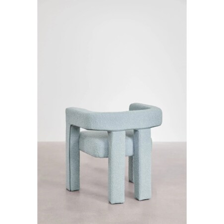 Krzesło do jadalni podłokietnikami, bouclé, błękitne Liara