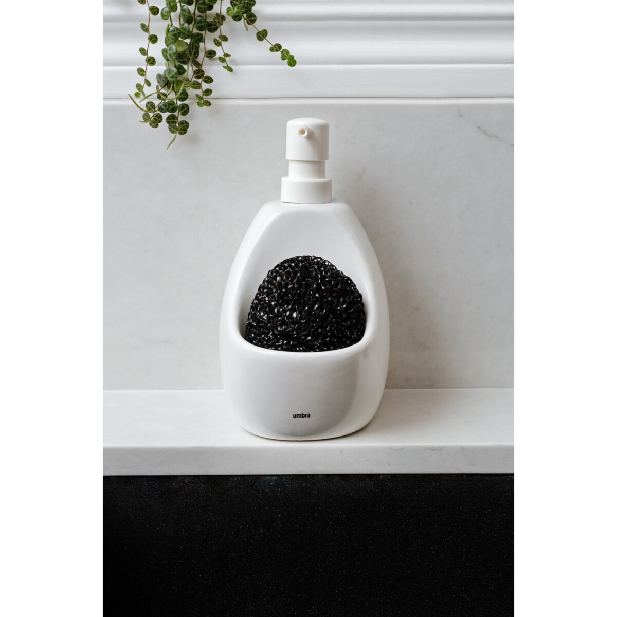 Matowy dozownik do mydła lub płynu z gabką biały Joey, 20 x 10 x 13 cm, Umbra