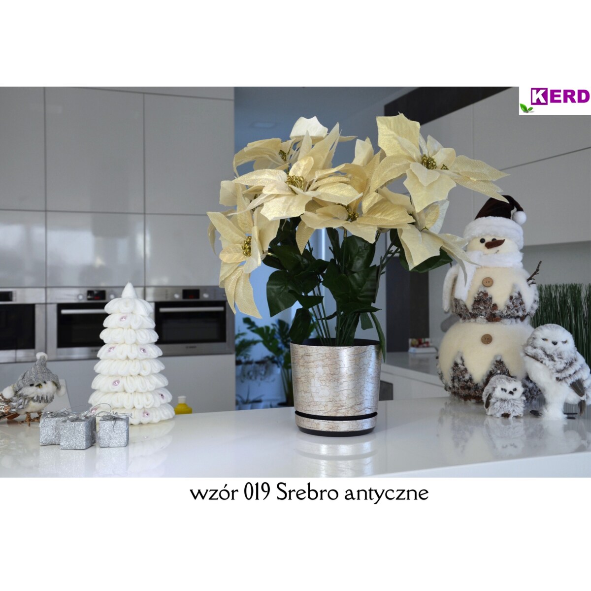 14 cm wzór ANTYCZNE SREBRO Doniczka z podstawką klasyczna rustykalna starożytna