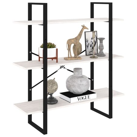 vidaXL 3-poziomowy regał na książki, biały, 100x30x105 cm, lita sosna