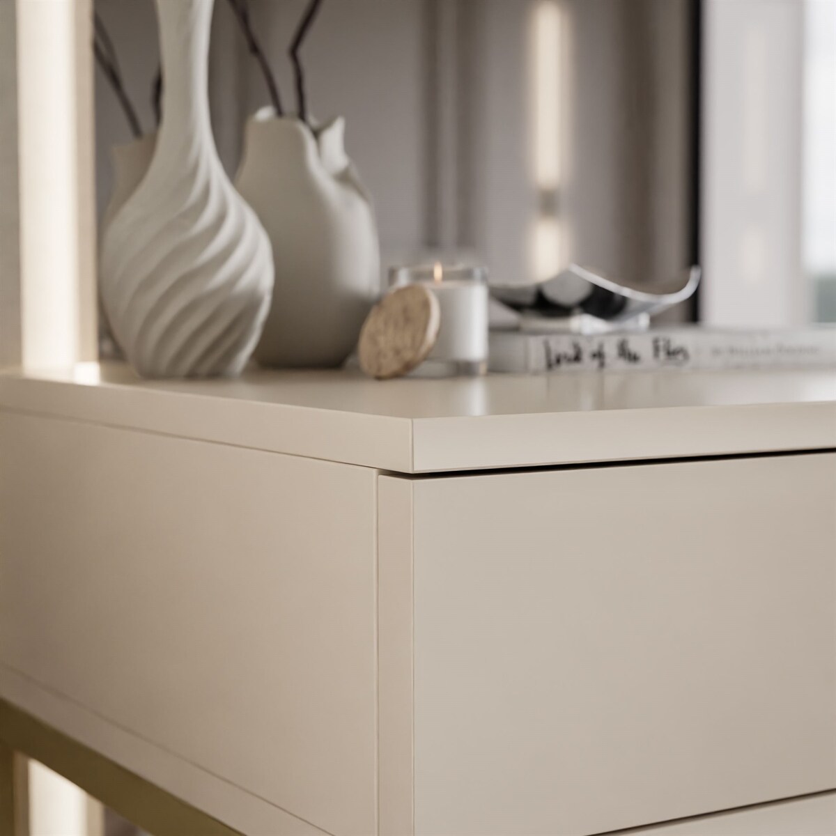 Konsola BLANCO GLAMOUR kaszmir na stelażu złotym, push-to-open