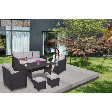 Zestaw Mebli Ogrodowych Technorattan Stół Sofa Fotel Komplet Wypoczynkowy Milano