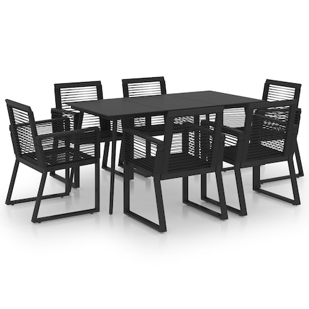 vidaXL 7-cz. zestaw mebli ogrodowych, rattan PVC, czarny