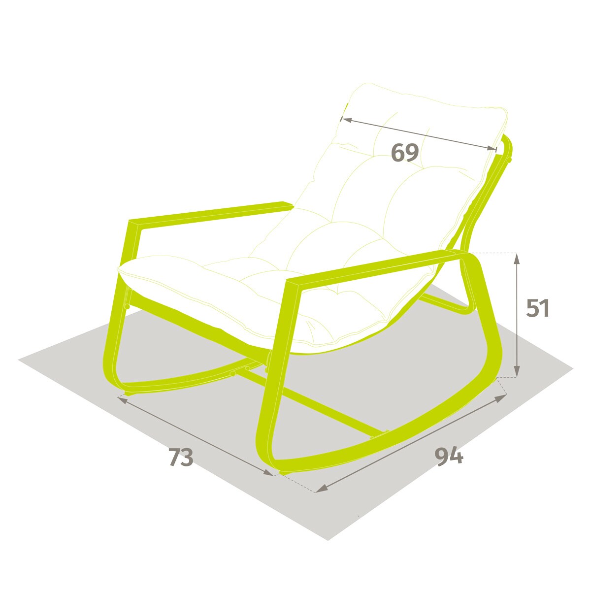Bujany fotel ogrodowy, FELINIO, 73 x 79 x 104 cm