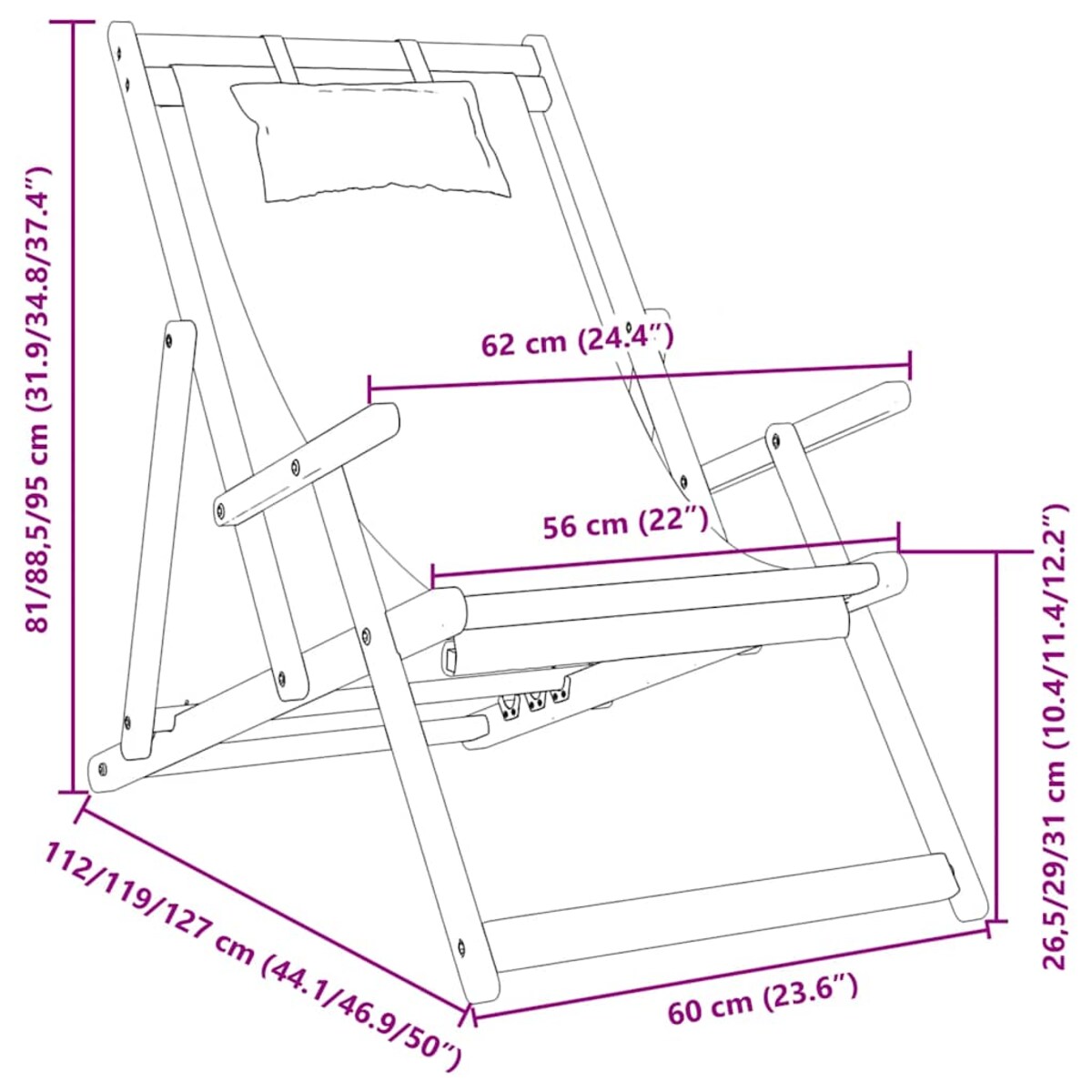 vidaXL Składane krzesła plażowe, 2 szt., kremowe, tkanina