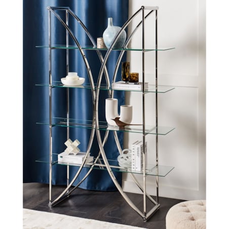 Regał metalowy 4 półki srebrny HOLLOW