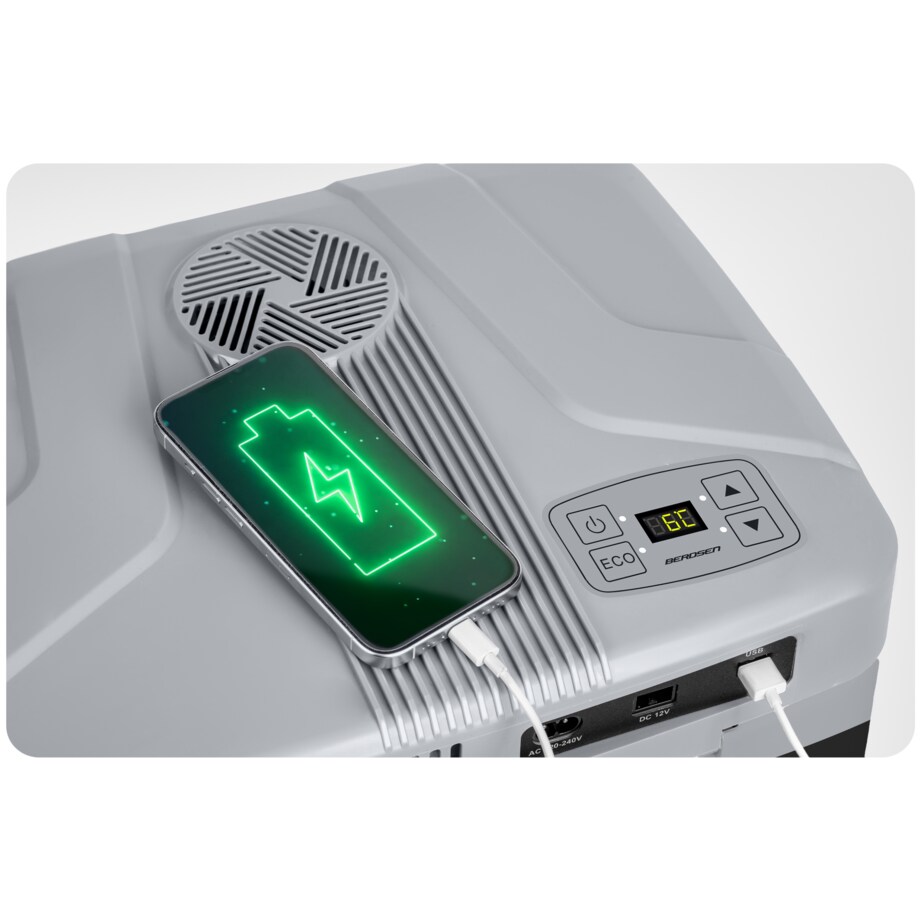 Lodówka turystyczna samochodowa 12V/230V USB funkcja grzania 26l Berdsen