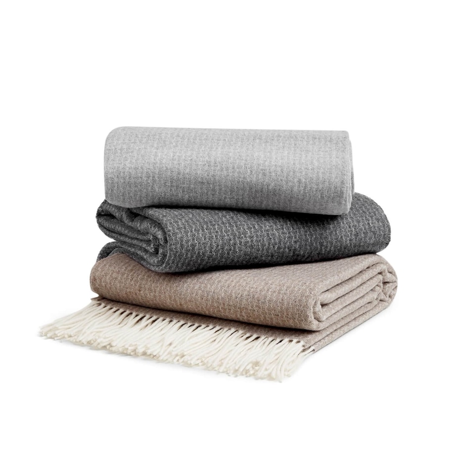 Koc z wełny merino z domieszką kaszmiru grafitowy