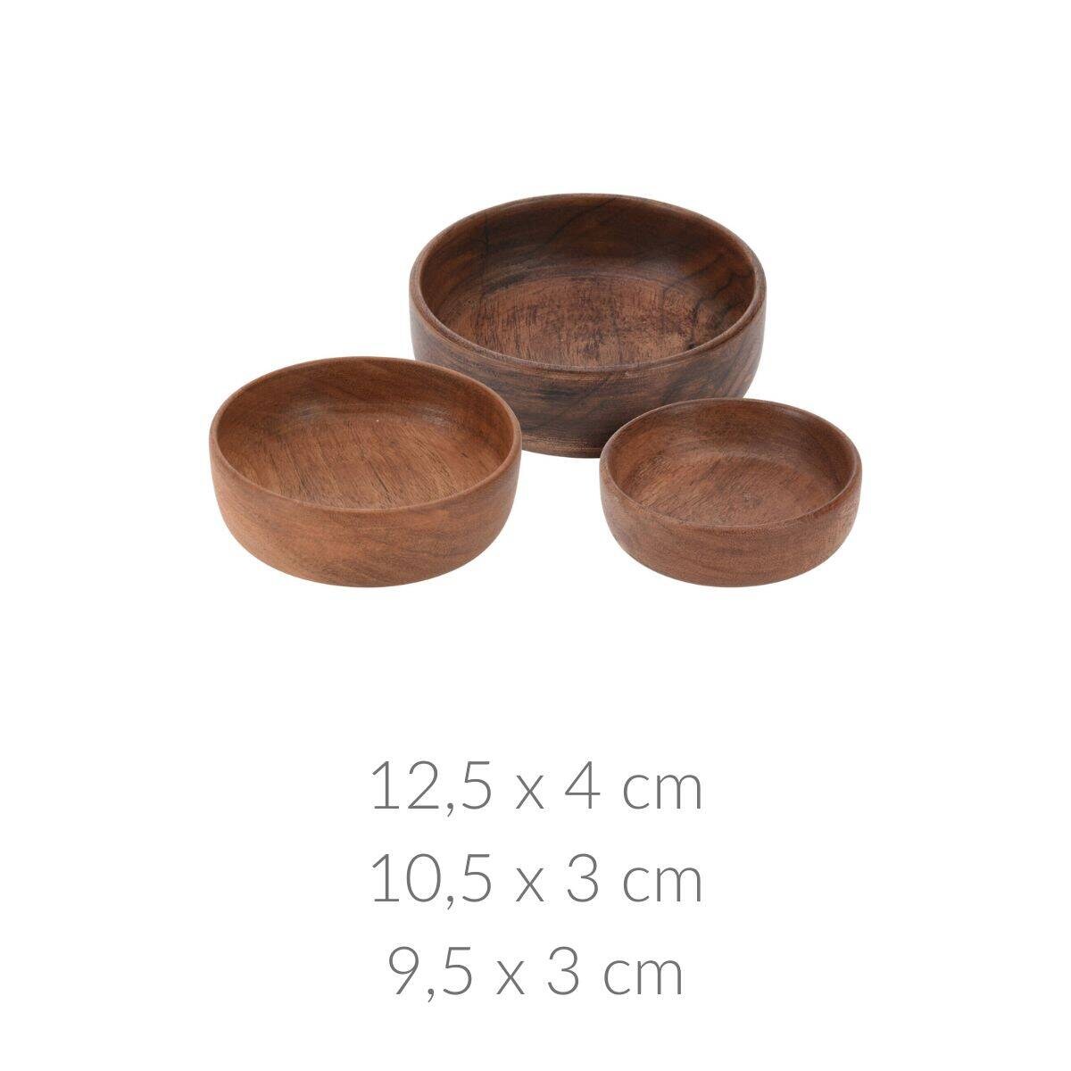 Drewniane miski do sałatek OVAL, 3 sztuki