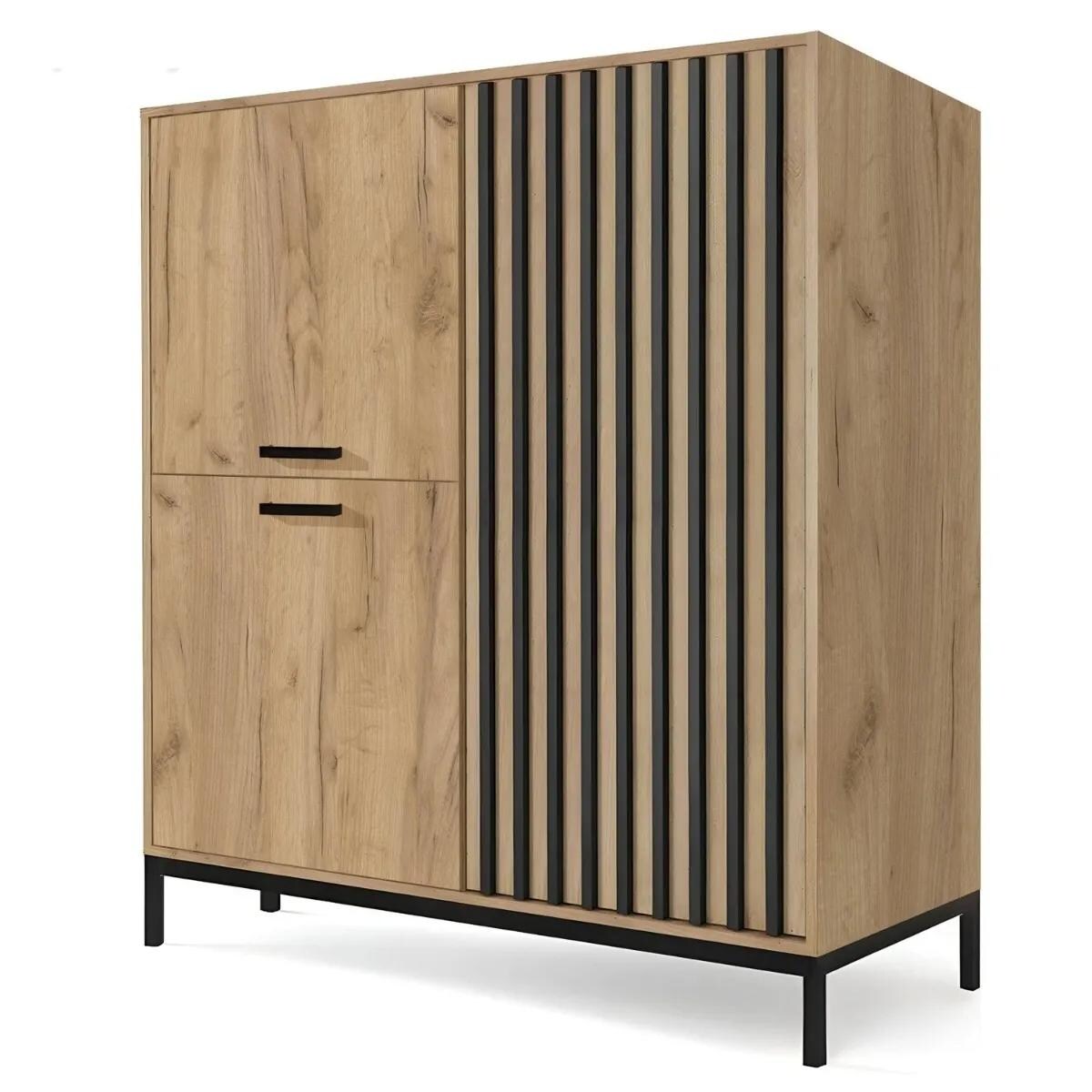 Komoda LAMINO KM-2 94cm dąb craft/czarna