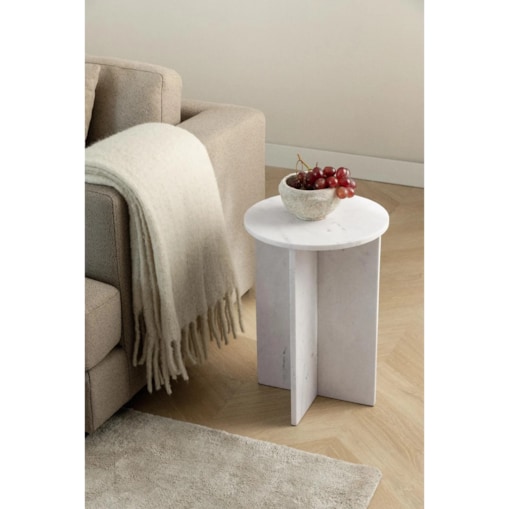 Stolik pomocniczy, biały marmur Banswara, Ø35 cm, Mencia