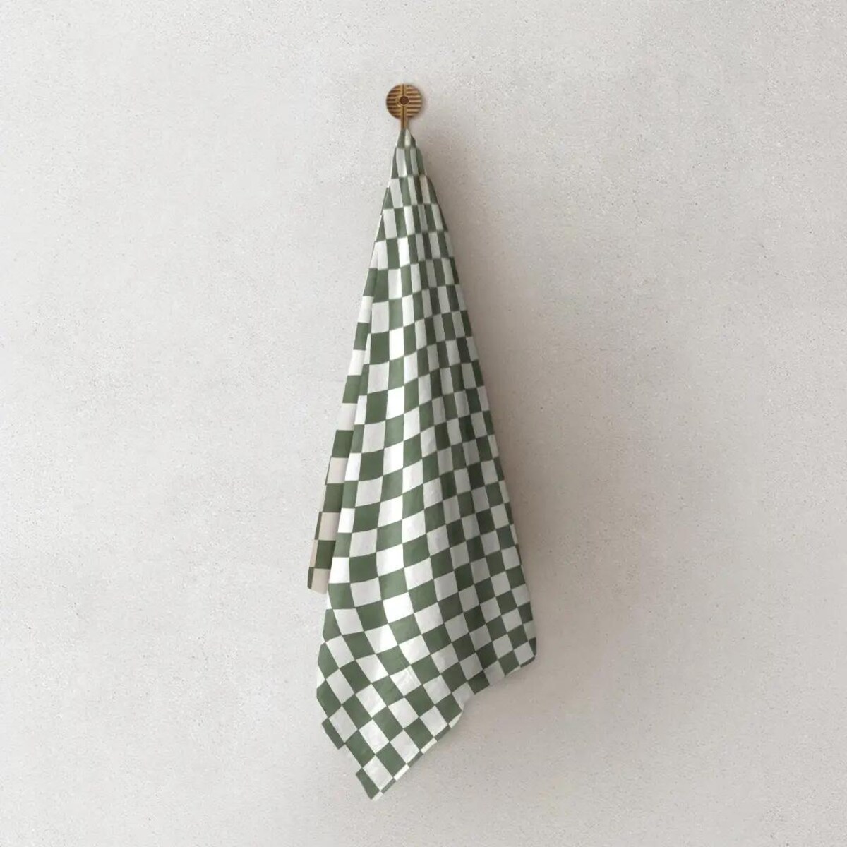 Lniany ręcznik kuchenny - ciemnozielona krata