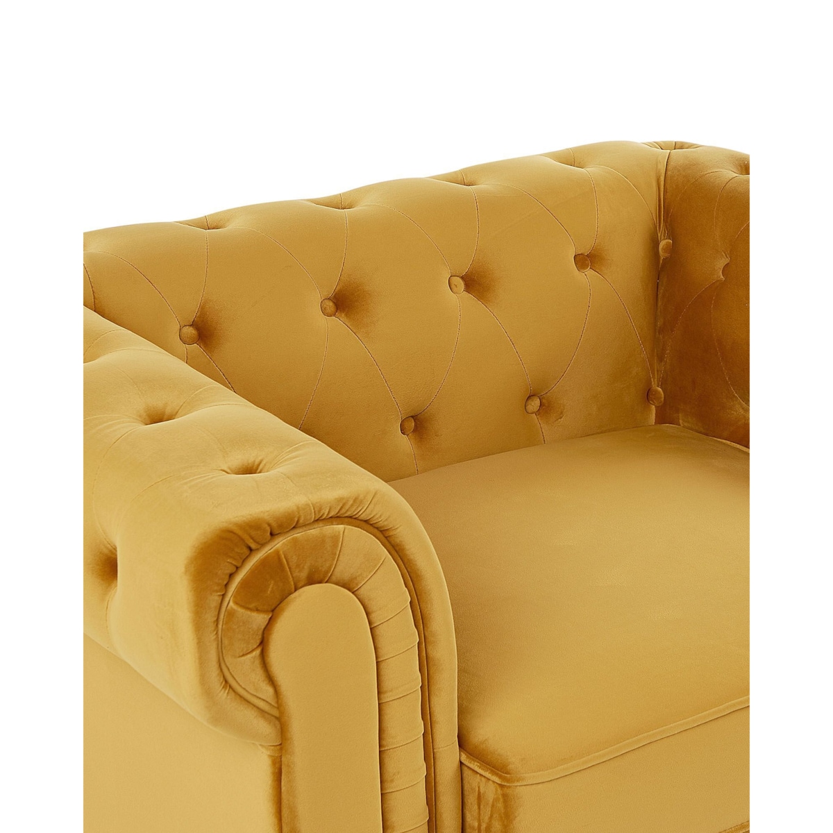 Fotel welurowy żółty CHESTERFIELD