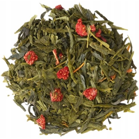 Herbata zielona TRUSKAWKI W ŚMIETANIE truskawki sypana premium na prezent - herbata liściasta sypana mieszanka napar susz