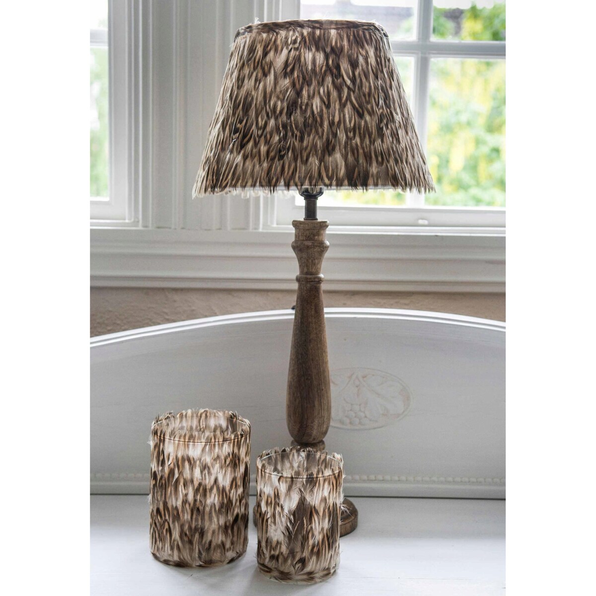 ABAŻUR DO LAMPY STOJĄCEJ BOHO naturalne pióra klosz na lampe 21cm