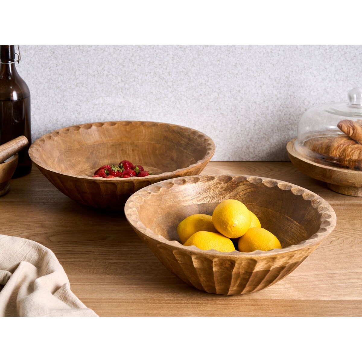 Zestaw 2 mis dekoracyjnych SOHAG Drewno mango Brązowy