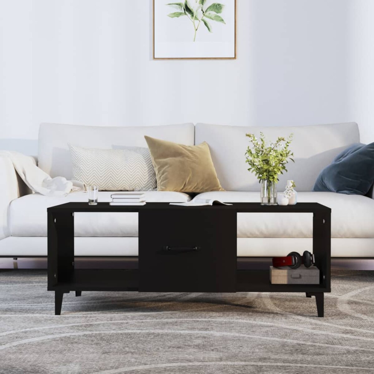 vidaXL Stolik kawowy, czarny, 102x50x40 cm, materiał drewnopochodny
