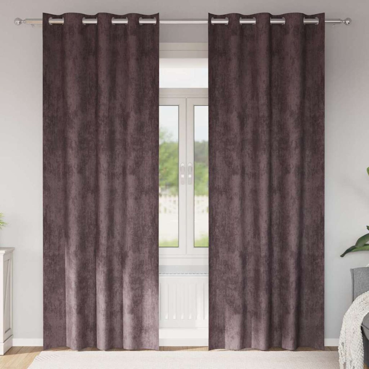 vidaXL Zasłona z zasłonami 2 pcs Brązowy 245 x 140 cm Aksamit