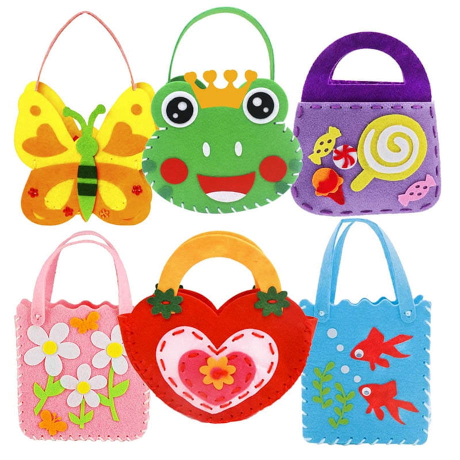 Kolorowe torebki - filcowy zestaw do szycia DIY - 6 elementów