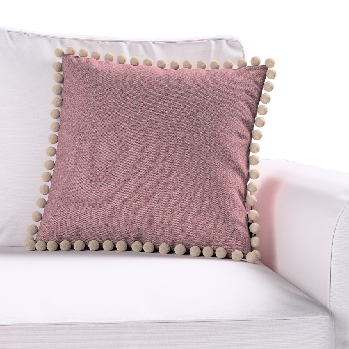 Poszewka Wera na poduszkę 45x45 różowy z czarną nitką