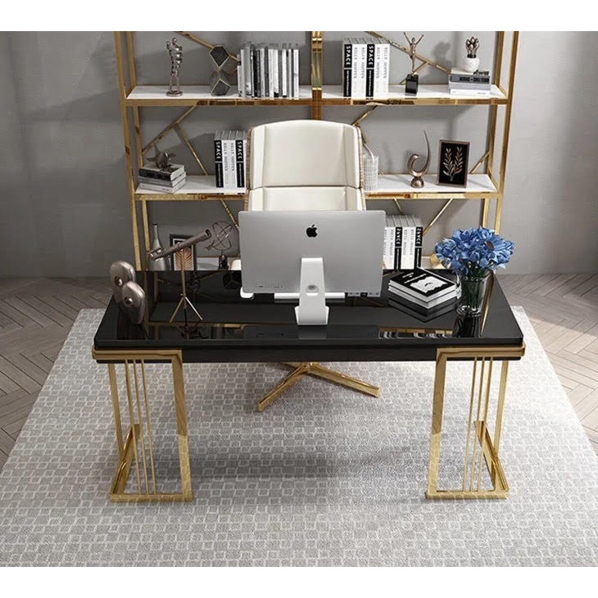 Czarne złote biurko ze stali nierdzewnej Luxury Premium 120x70x75