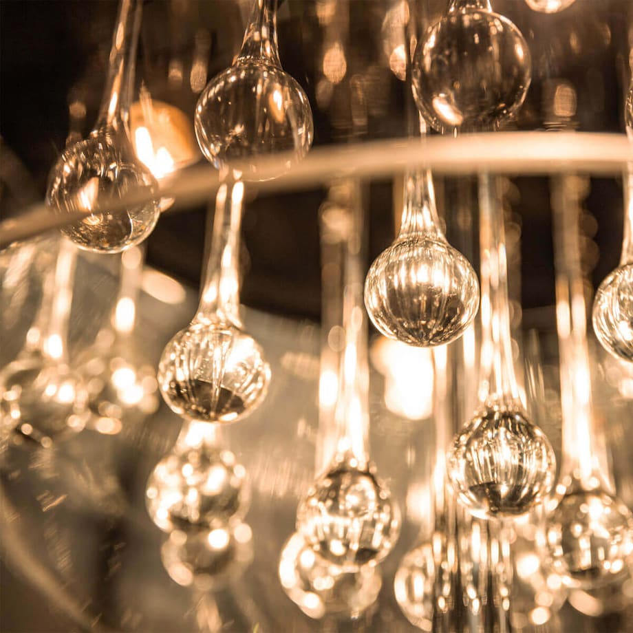 Dekoracyjna LAMPA podłogowa CRYSTAL F0076-04A-F4FZ Zumaline szklana OPRAWA stojąca kryształki sople łezki chrom