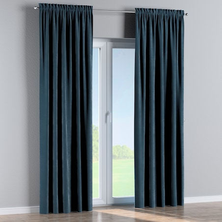 Zasłona na kanale z grzywką 1 szt. 130x260 pruski błękit