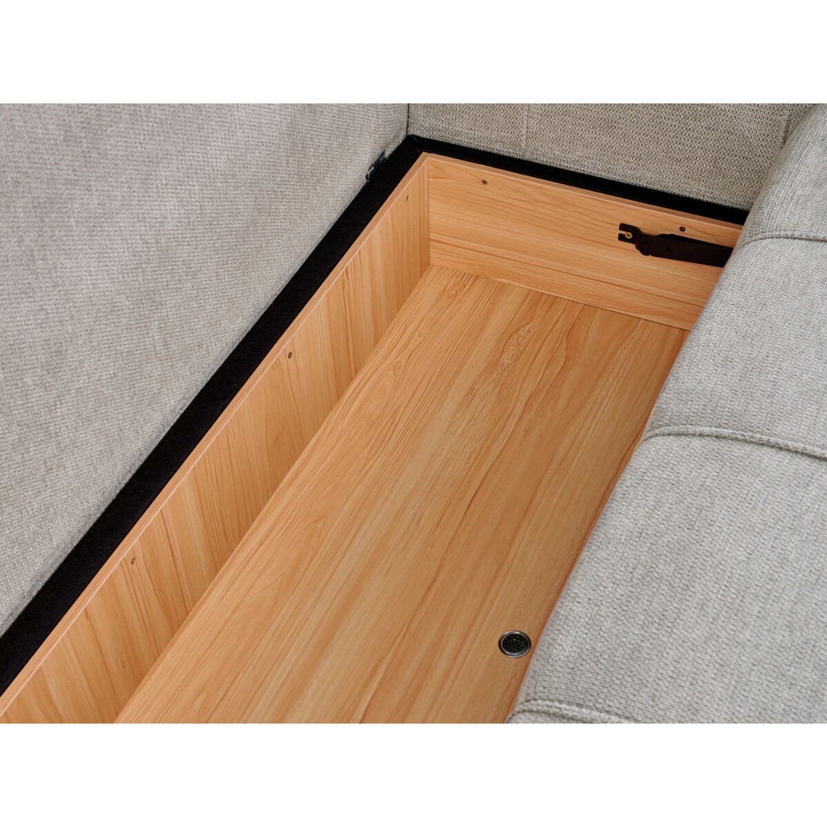 Narożnik rozkładany prawostronny 4-osobowy z pojemnikiem jasnoszary INNVIK